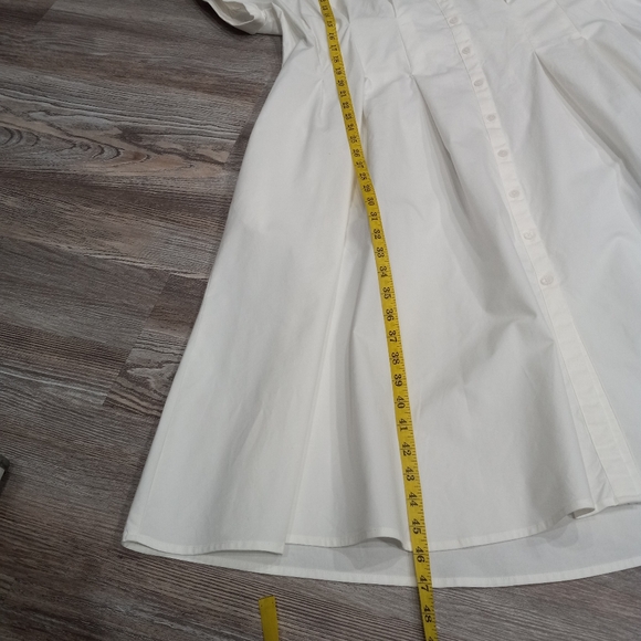 Ava & Viv White Button-Up Side Pockets Cotton Midi Dress Women's Plus Size 3X - Picture 8 of 15